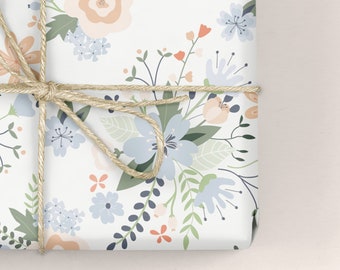 Papier d'emballage floral / emballage cadeau - Blooming Marvelous - Blanc