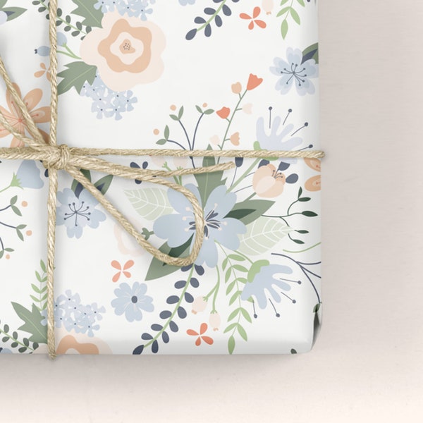 Floral Wrapping Paper / Gift Wrap - Blooming Marvellous - White