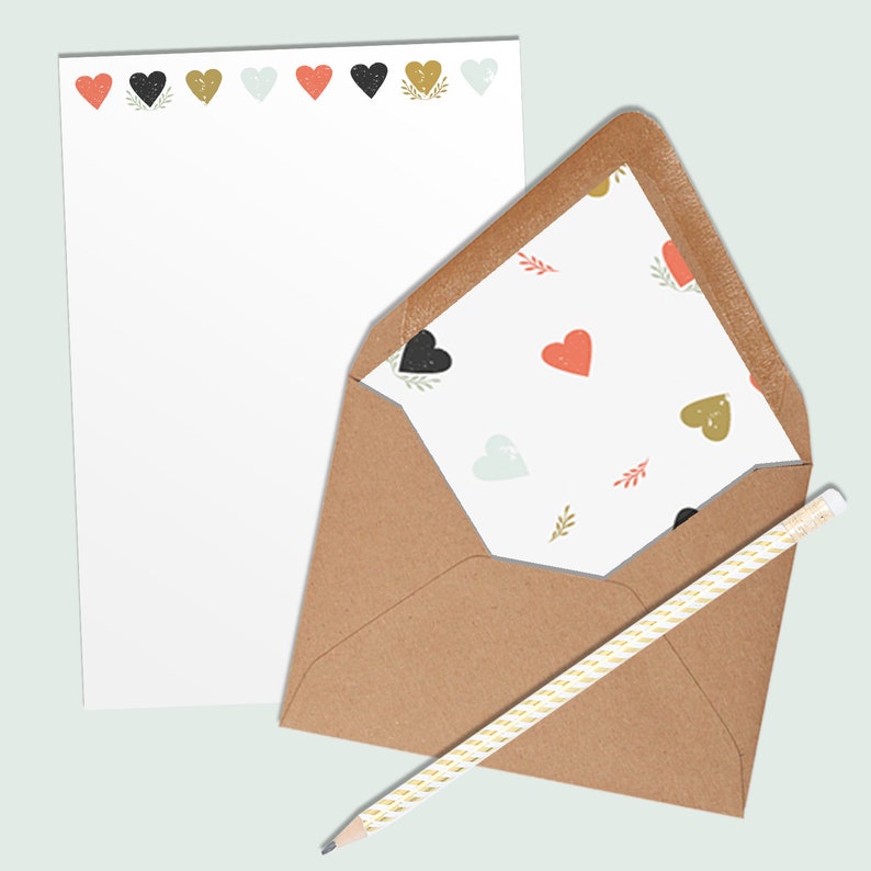 Boxed set of 10 lined envelopes with matching writing paper Etsy