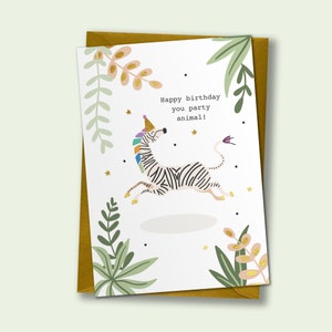 Party Zebra - Verjaardagskaart, Feestkaart, Zebra Verjaardagskaart
