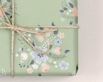 Papier d’emballage floral / Emballage cadeau - Blooming Marvelous - Vert