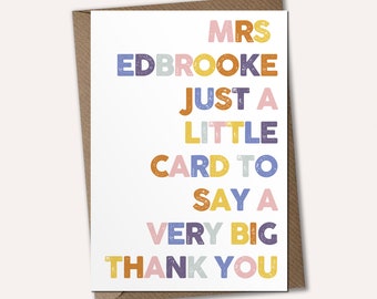 Thank you Teacher - Personalised Thank You Card for Teacher