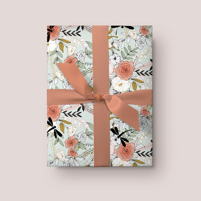Floral Wrapping Paper / Gift Wrap Tabitha's Garden Etsy