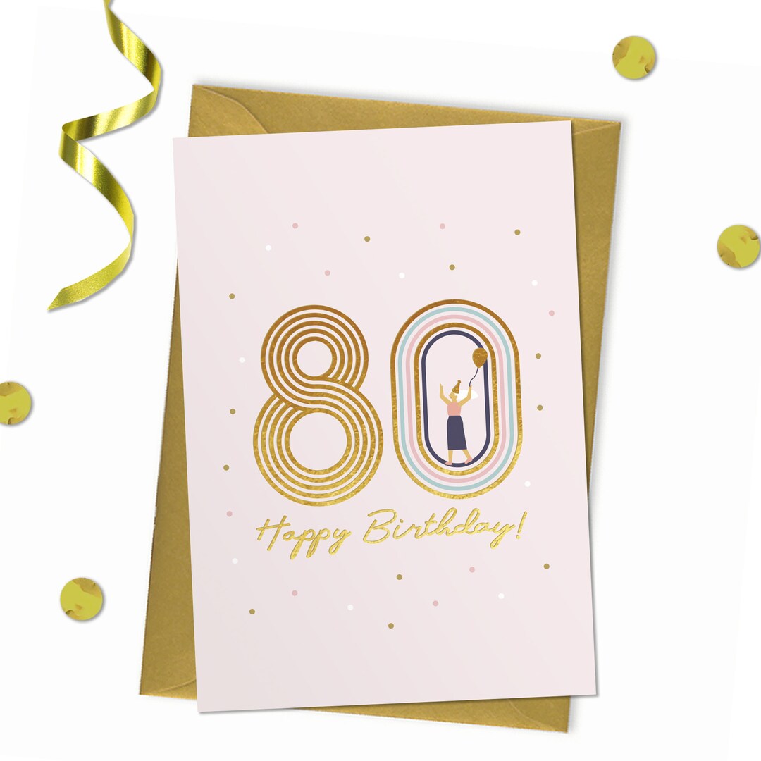 80 Happy Birthday Card 80th Birthday Card - Etsy UK