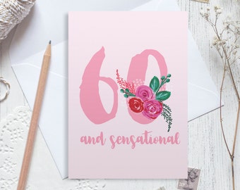 Personalised 60th birthday card, 60 birthday card, happy 60th birthday, personalised birthday card