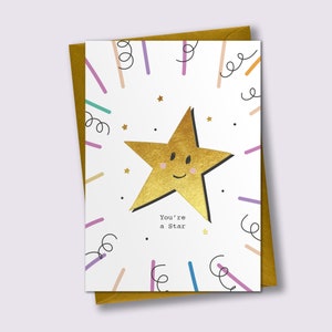 Tu es une star - carte d'encouragement, carte de bravo, carte d'examen, carte de professeur