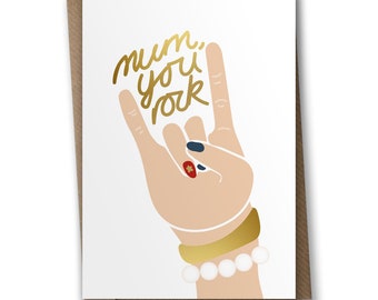 Mum, You Rock - Card for Mum, Thank you Mum card