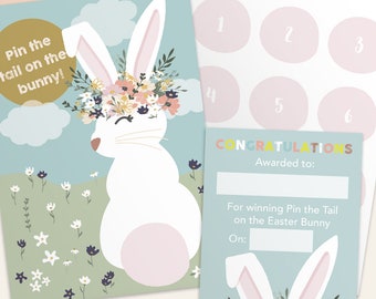 Pin the Tail on the Easter Bunny Game, Printable Download, Digital Download