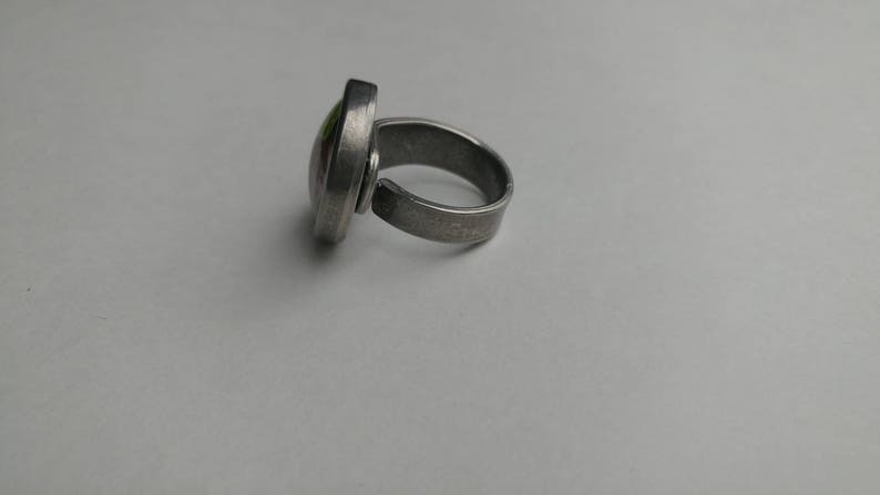 cat cabochon hypoallergenic ring cat Pewter ring Les Aristopattes adjustable ring cat ring
