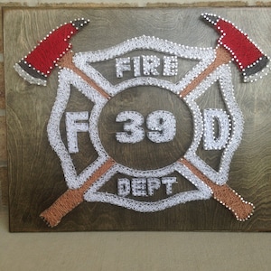 Custom Made to Order Personalized Fire Department String Art