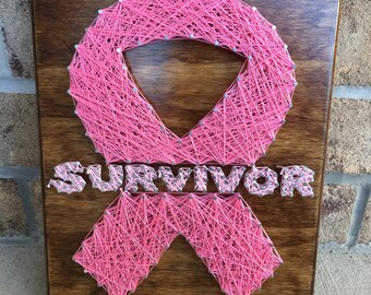 Custom Made to Order Breast Cancer Survivor String Art Board