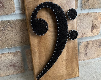 Custom Made to Order String Art Bass Clef Music Note