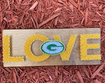 Custom Made to Order Love NFL Green Bay Packer String Art Board