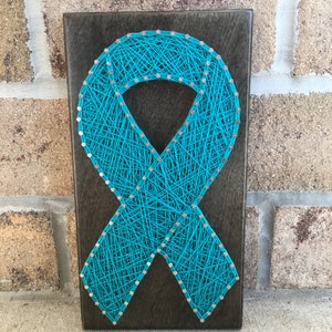 Custom Made to Order Ovarian Cancer Ribbon String Art Board