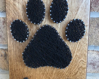 Custom Made to Order Dog Paw Print String Art Board with Single hooks