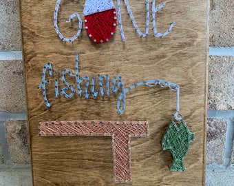 Custom Made to Order Gone Fishing String Art Board