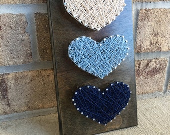 Made to Order Custom Order Three Hearts String Art Board