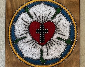 Custom Made to Order Luther Rose of the Lutheran Church String Art Board