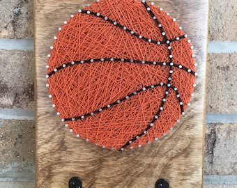 Custom Basketball String Art Medal Display with Hooks
