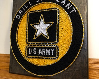 Custom Made to Order String Art Board US Army Drill Sergeant Officer Rank