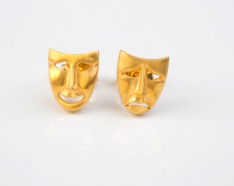 Mask  Stud Earrings , 925 Sterling Silver
