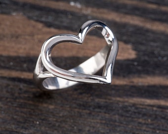 Open Heart Ring , Love Ring , 925 Sterling Silver