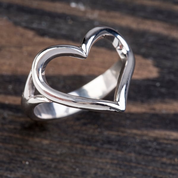 Ouvrir l’amour, bague coeur, argent 925