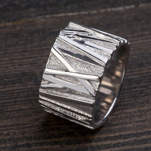 A modern wide band ring,unisex ring,925 sterling silver,13mm wide.