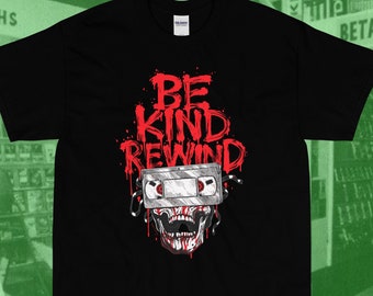 BE KIND REWIND vhs skull tee | Horror | 80s Horror | Vhs Horror | Retro horror