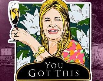 White Lotus Sticker, Jennifer Coolidge, Tanya McQuoid, You Got This, Funny, Inspirational, Dark Comedy