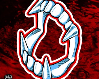 Vampire Rinkles Retro Plastic Vampire Fangs Vinyl Decal Sticker Halloween Horror ...