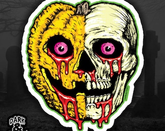 Autocollant Halloween - Crâne de citrouille ! Spooky, Bloody, Scary, Halloween (Fait sur commande)