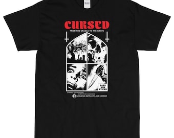 CURSED ホラー T シャツ - ホラー、スラッシャー、メタル、ジャッロ シャツ、レトロ
