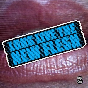 May include: A blue and black sticker with the text "Long Live the Glitch" in a distorted font. The sticker has a white border and a small "Dark & Sticky" logo in the bottom right corner.