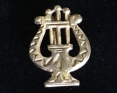 Antique 1800 39 s Teeny Tiny Irish Merrow Harp Pin- 1 2 quot