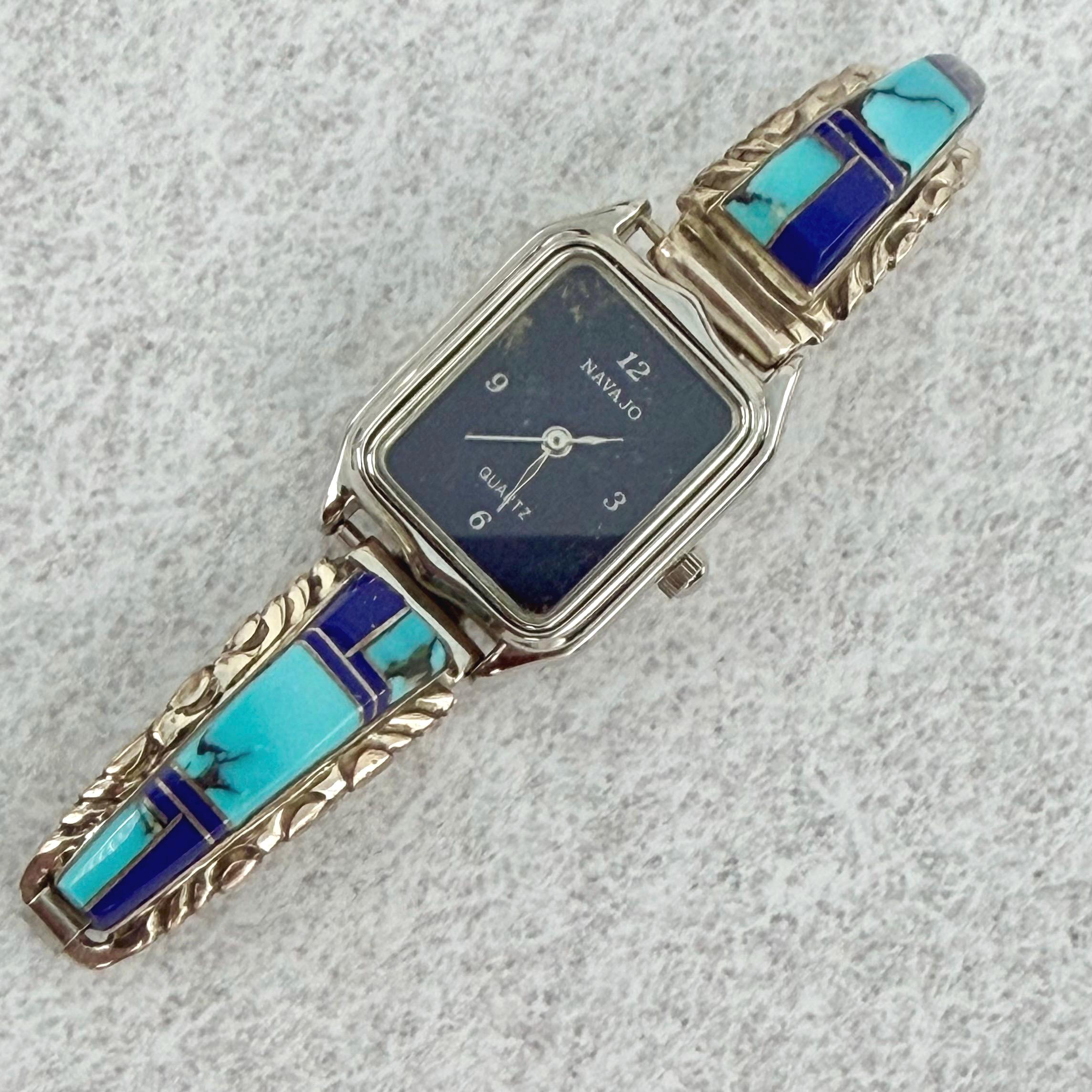 Navajo Turquoise Sterling Silver Watch Band - Etsy display picture 2
