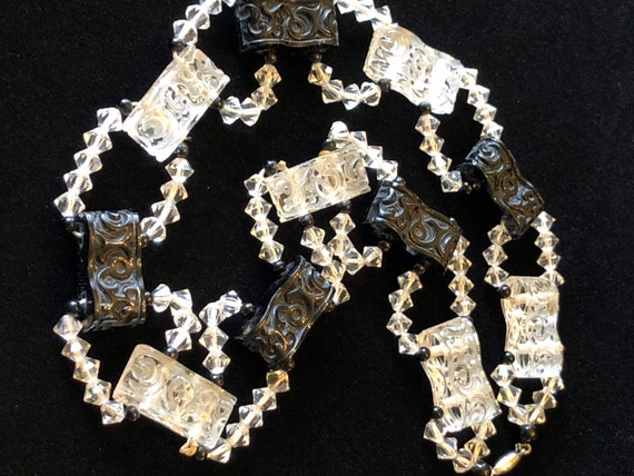 Art Deco Design- Mid 1930’s- Carved Glass Necklace