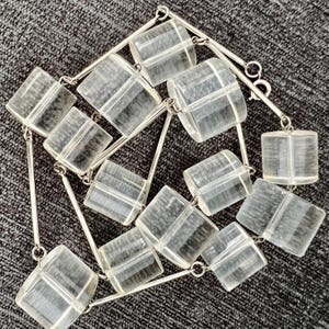 Vintage Modernist Lucite Necklace (Clear Lucite & Silvertone) 31”