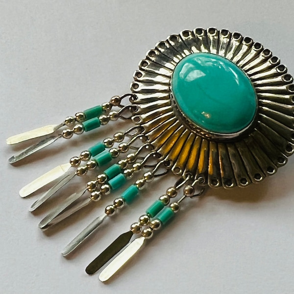 Southwestern Style-Quoc Turquoise, New Mexico (Composite Turquoise & Sterling Silver, 2.10”)