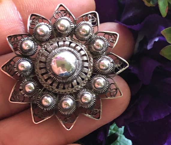 Antique Victorian-Sterling Silver Target Brooch 1… - image 2