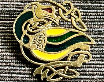 Miracle Jewelry- Book of Kells Swan Brooch (Birmingham, England/1980s) 1.30"