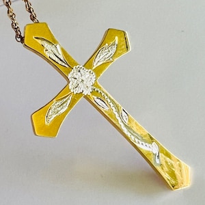 SALE 38.00 WAS 52.00-1950s Miracle of the Roses Pointed Cross (Gold Fill) Marathon Co.-With Original Box