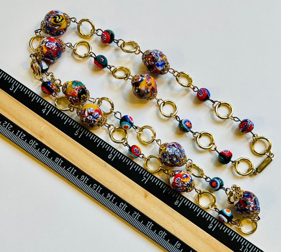 Millefiori Italian Murano Art Glass Bead Necklace… - image 8