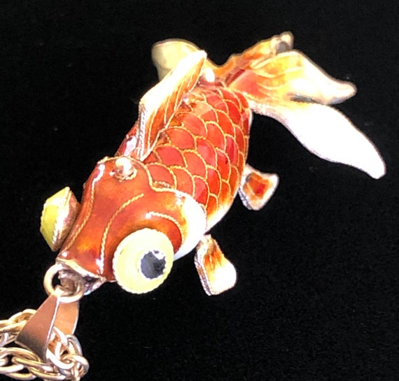 Sterling Silver Enameled Koi Fish- Chinese Export… - image 3