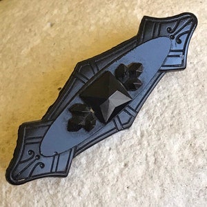 Vulcanite-Antique Victorian Mourning Pin( East Lake Style) 2.15" image 1