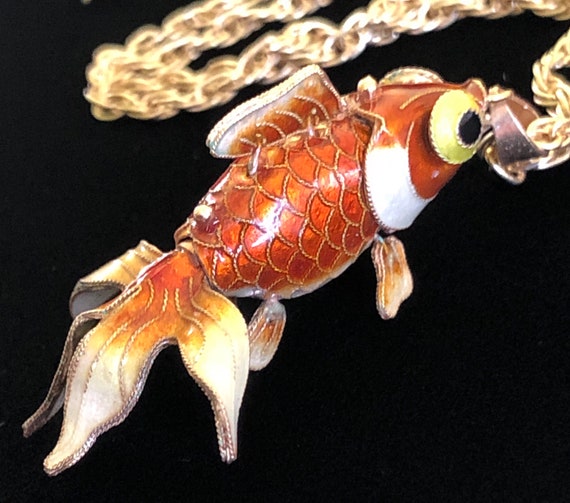 Sterling Silver Enameled Koi Fish- Chinese Export… - image 1