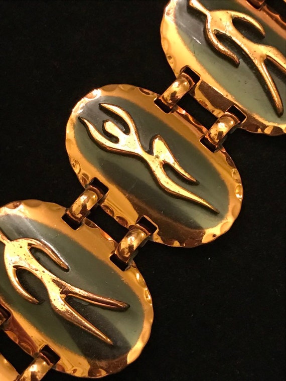 Mid Century Modern Copper Link Dancers Bracelet 7"
