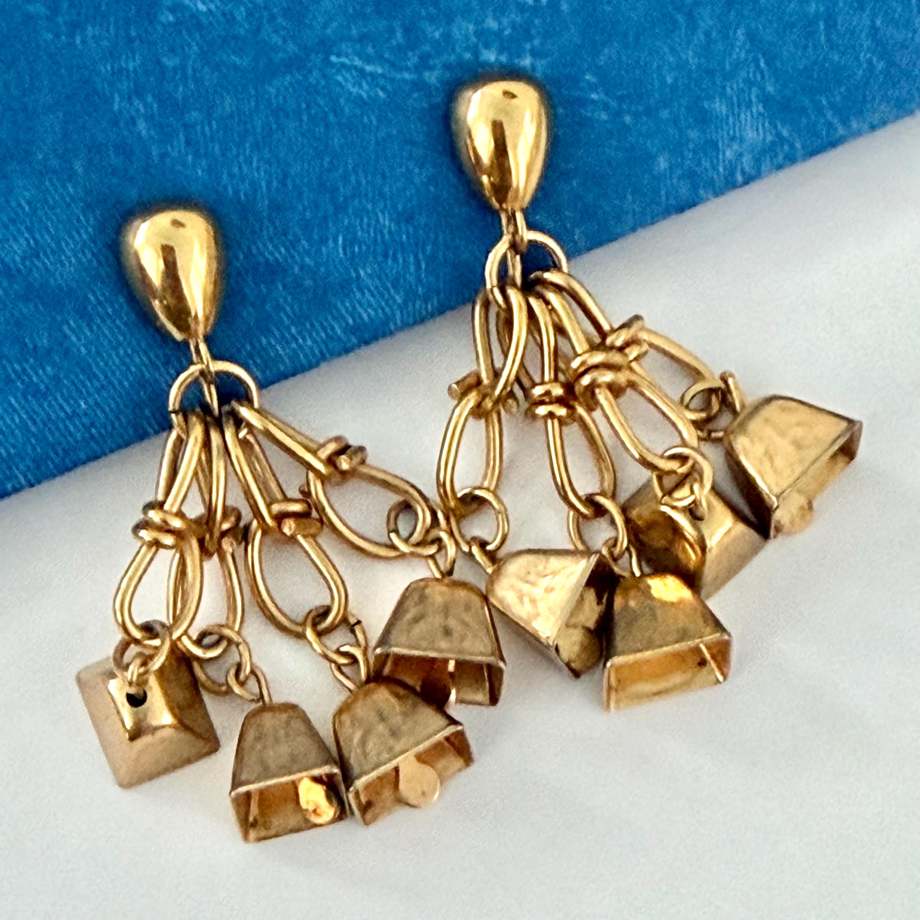 Cowbell Earrings Lovely Sound (1960s, Clip-backs, Goldtone) More…