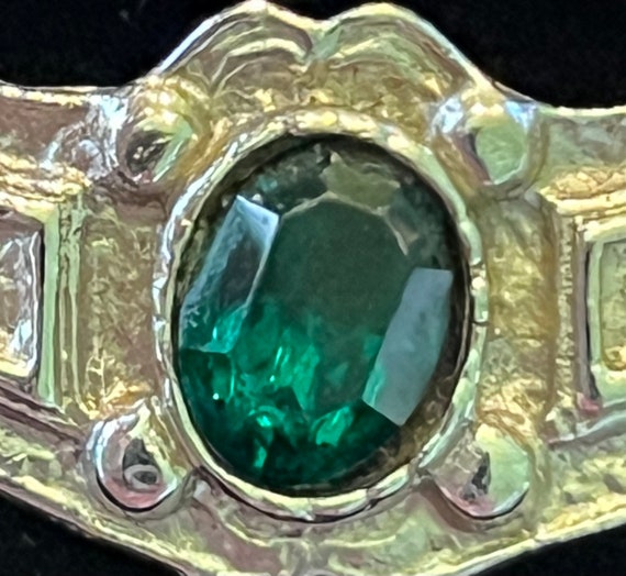 Celtic Tara Brooch- Glass Emerald & Sterling Silv… - image 8