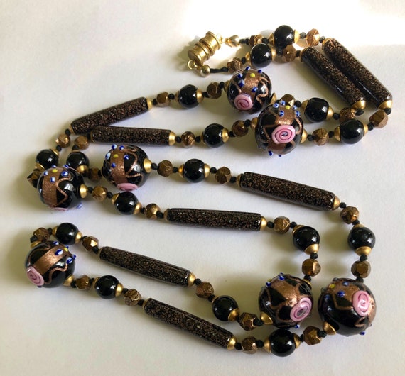 Collier Perles Murano Ancien - Perles Verre Vénitien 'wedding Cake' - Occasion